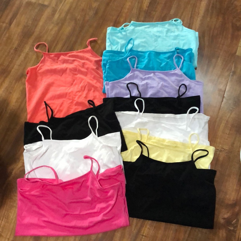 Assorted tank tops.